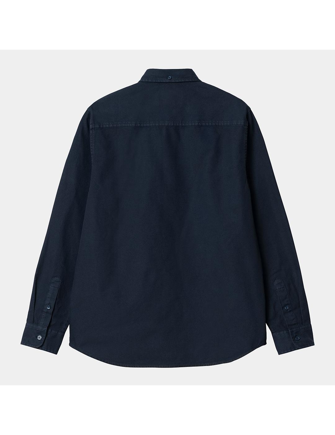 Camisa Carhartt Wip L/S Bolton blue garment dyed de hombre