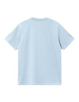 Camiseta Carhartt Wip S/S American script celeste de hombre