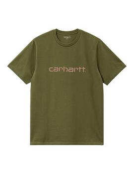 Camiseta Carhartt Wip S/S Script verde rosa de hombre