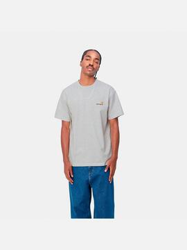 Camiseta Carhartt Wip S/S American Script gris de hombre