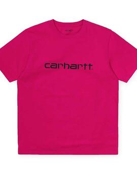 CARHARTT WIP S/S SCRIPT  T-SHIRT RUBY PINK/BLACK